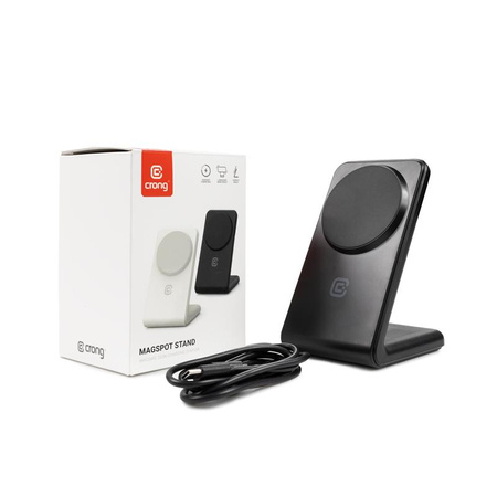 Crong MagSpot állvány - 2 az 1-ben vezeték nélküli töltő MagSafe-fel iPhone-hoz és AirPods-hoz (fekete)