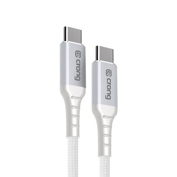 KABEL USB C 25CM SZYBKIE ŁADOWANIE, Biały, Krótki, Oplot, 60W PD, Crong