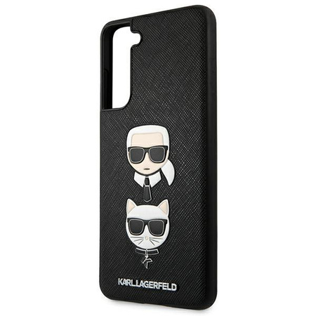 Karl Lagerfeld Saffiano Karl & Choupette Heads - pouzdro pro Samsung Galaxy S21 FE (černé)