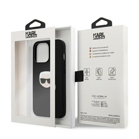 Karl Lagerfeld PU Leder Karl's Head Metall - iPhone 13 Pro Max Tasche (schwarz)