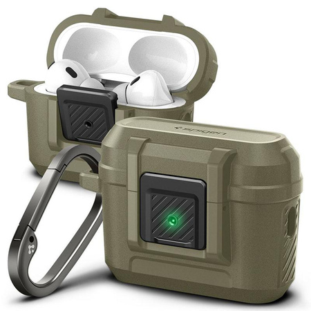 Spigen Lock Fit - Étui blindé pour Apple AirPods Pro 1 / 2 (Vintage Khaki)