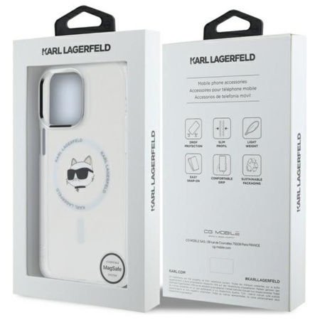 Karl Lagerfeld IML Metal Choupette Head MagSafe - Hülle für iPhone 14 Pro Max (weiß)