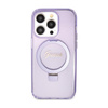 Guess Ring Stand Script Glitter MagSafe - iPhone 15 Pro Case (violet)