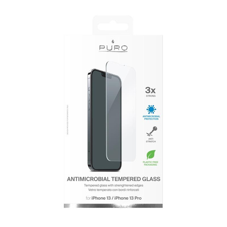 PURO antibakteriális edzett védőüveg az iPhone 13 / iPhone 13 Pro képernyőjére