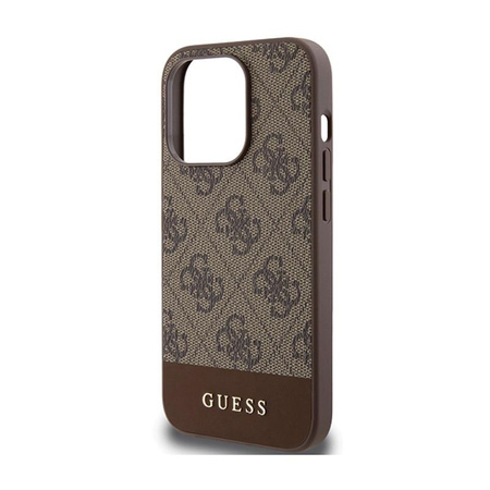 Guess 4G Bottom Stripe Metal Logo Collection - iPhone 15 Pro Max Case (brown)