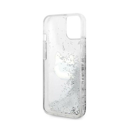 Karl Lagerfeld Liquid Glitter NFT Choupette Head - pouzdro pro iPhone 14 (stříbrné)