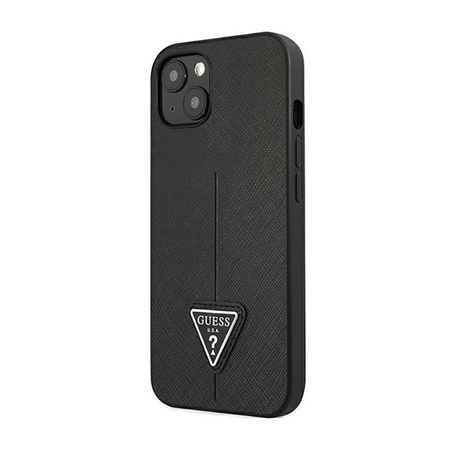 Guess Saffiano háromszög logós tok - iPhone 14 Plus tok (fekete)