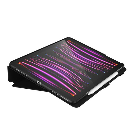 Speck Balance Folio - pouzdro pro iPad Pro 12,9" (2022-2018) s povrchovou úpravou MICROBAN, magnetem a stojánkem (černé)