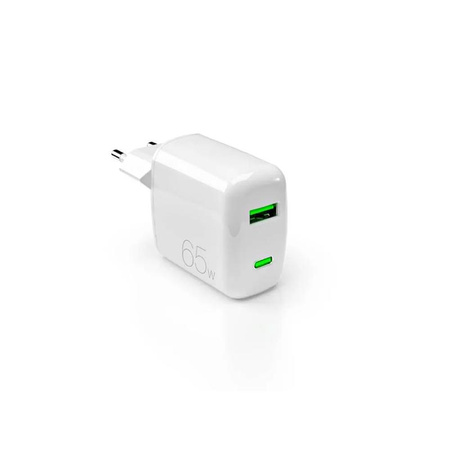 PURO MiniPro Wall Charger GaN - Nástěnná nabíječka 1 x USB-C a 1 x USB-A 65W PD (bílá)