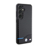 BMW Leather Carbon Blue Line - pouzdro pro Samsung Galaxy S24 (černé)