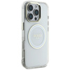 Guess IML Metallfarbener Kreis Klassisches Logo MagSafe - Gehäuse für iPhone 16 Pro Max (weiß)