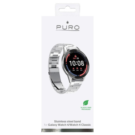 PURO Kovový řemínek z nerezové oceli - řemínek z nerezové oceli / náramek pro Samsung Galaxy Watch 5 / Watch 5 Pro / Watch 4 / Watch 4 Classic (stříbrný)