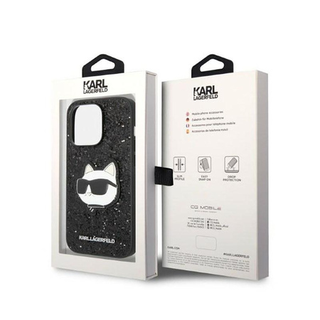 Karl Lagerfeld NFT Glitter Choupette Patch - pouzdro pro iPhone 14 Pro (černé)