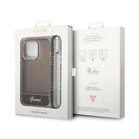 Guess Translucent Pearl Strap - iPhone 14 Pro Case (black)