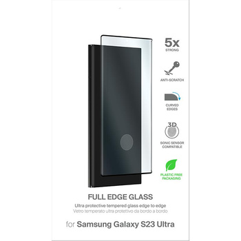 PURO Frame Tempered Glass - Tvrzené ochranné sklo pro Samsung Galaxy S23 Ultra (černý rámeček)