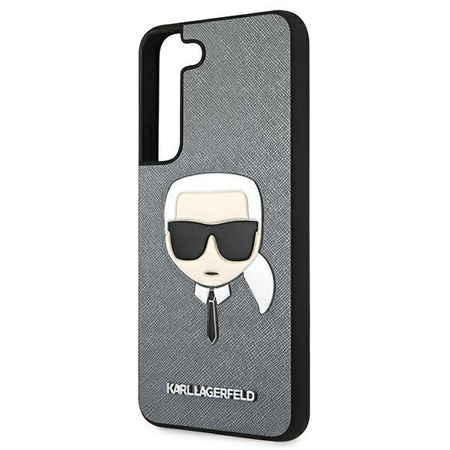 Karl Lagerfeld Saffiano Ikonik Karl`s Head - Etui Samsung Galaxy S22 (srebrny)