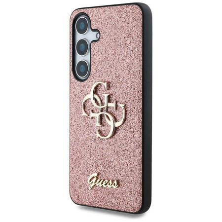 Guess Fixed Glitter Big 4G Metal Logo - Pouzdro pro Samsung Galaxy S25+ (růžové)
