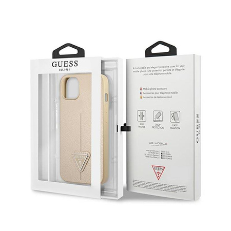 Guess Saffiano Triangle Logo Case - iPhone 14 Case (beige)