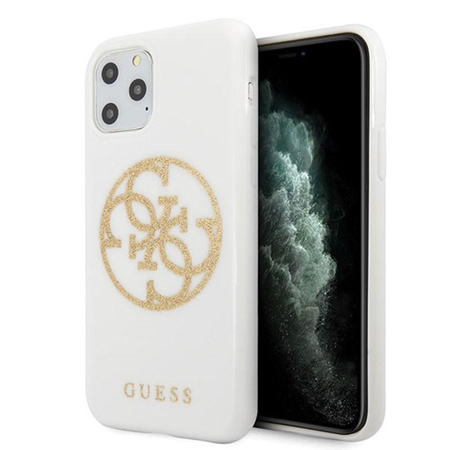 Guess Circle Glitter 4G - Coque pour iPhone 11 Pro Max (blanc)