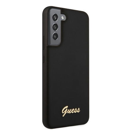 Guess Silicone Script Metal Logo - Etui Samsung Galaxy S22 (czarny)