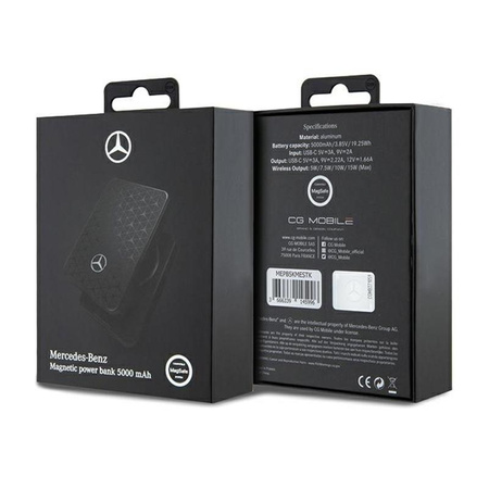 Mercedes Stars Pattern MagSafe - Power Bank indukcyjny 5000 mAh 15W MagSafe (czarny)