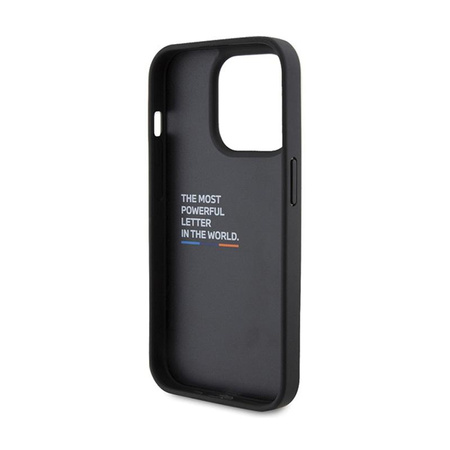 BMW Leather Carbon Blue Line - Etui pour iPhone 15 Pro (noir)