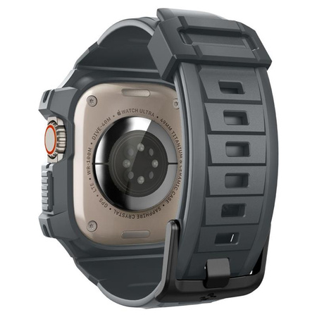 Spigen Rugged Armor Pro - Bracelet avec étui pour Apple Watch Ultra 49 mm (Gris foncé)