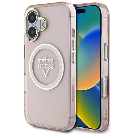 Guess IML Metal Mountain Logo MagSafe - étui pour iPhone 16 (rose)