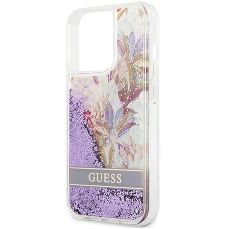 Guess Liquid Glitter Flower - iPhone 13 Pro tok (lila)