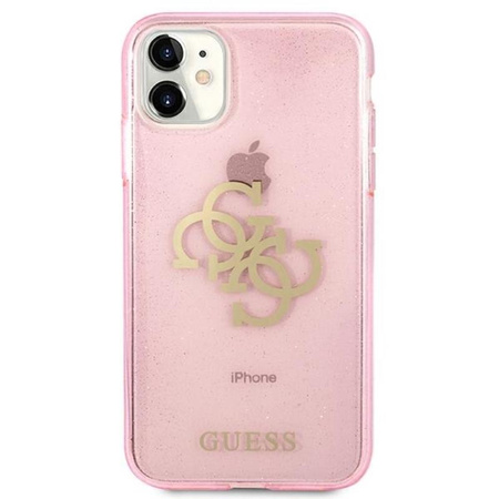 Guess Glitter 4G Big Logo - iPhone 11 tok (rózsaszín)