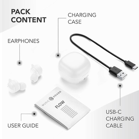 Cellularline Music Sound Flow - Bluetooth V5.3 TWS kabellose Kopfhörer mit Ladetasche (weiß)