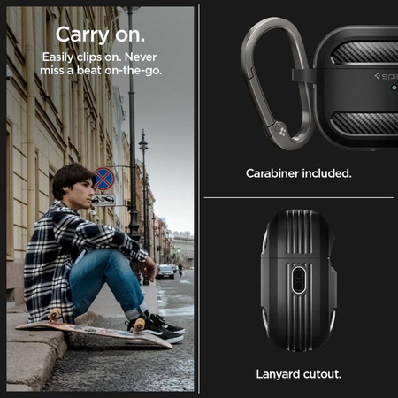 Spigen Rugged Armor - Gehäuse für Apple Airpods Pro 1 / 2 (Schwarz)