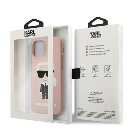 Karl Lagerfeld Fullbody Silicone Iconic - pouzdro pro iPhone 12 Mini (světle růžové)