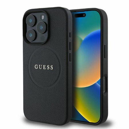 Guess Grained Ring MagSafe - iPhone 16 Pro tok (fekete)