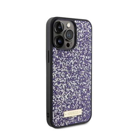 Guess kovové logo s kamínky - pouzdro pro iPhone 15 Pro Max (růžové)