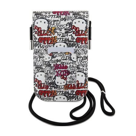 Hello Kitty Bőr címkék Graffiti zsinór - Crossbody telefontáska (bézs)