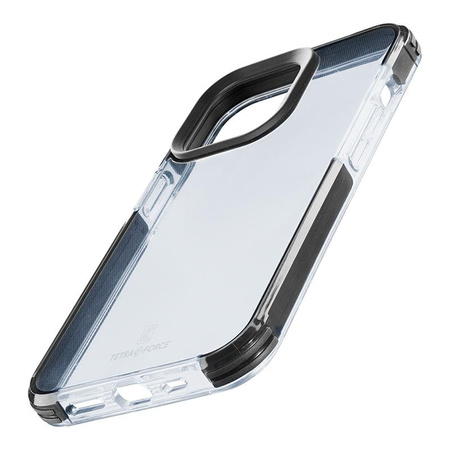 Cellularline Tetra Force Strong Guard - Étui pour iPhone 15 Pro avec revêtement MICROBAN (transparent)