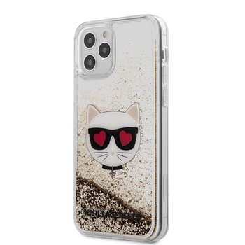 Karl Lagerfeld Liquid Glitter Choupette - Coque iPhone 12 / iPhone 12 Pro (Or)