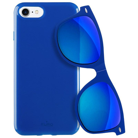 PURO Sunny Kit - iPhone SE (2022 / 2020) / 8 / 7 case set + foldable sunglasses (blue)