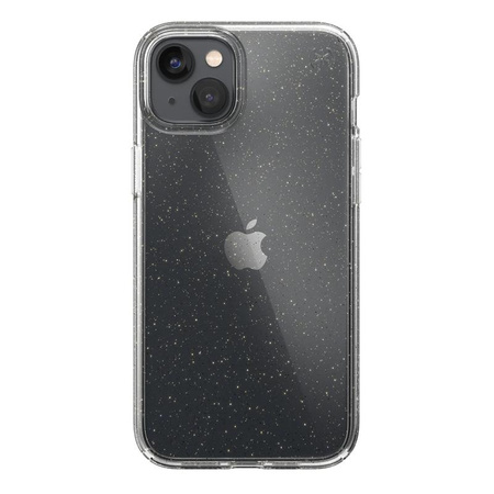 Speck Presidio Perfect-Clear with Glitter - iPhone 14 Plus Case with MICROBAN Coating (Clear / Gold Glitter)