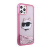 Karl Lagerfeld Liquid Glitter NFT Choupette Head - pouzdro pro iPhone 12 / iPhone 12 Pro (růžové)