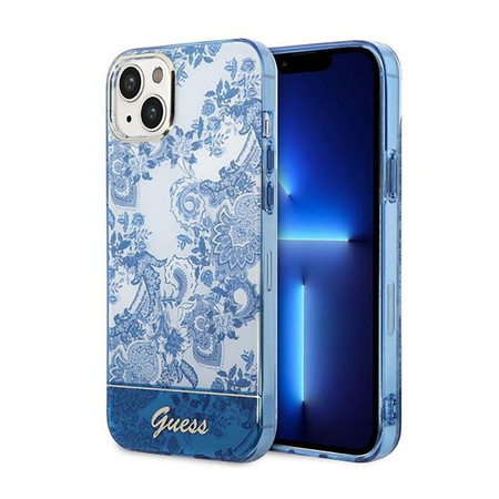 Guess Porcelain Collection - Coque pour iPhone 14 Plus (bleu)