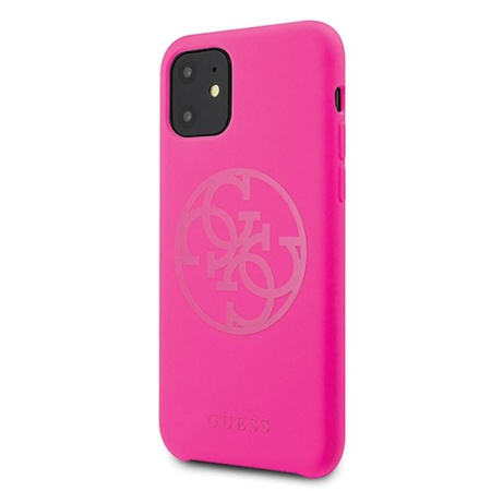 Guess Slilicon 4G Ton in Ton Logo - iPhone 11 Hülle (Fuchsia)