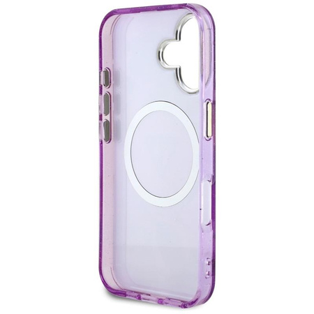 Guess Glitter Flowers Triangle Buttons MagSafe - Case for iPhone 16 (purple)
