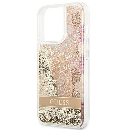 Guess Liquid Glitter Paisley - Coque iPhone 13 Pro (Or)