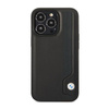 BMW Leather Blue Dots - Tasche für iPhone 14 Pro (Schwarz)