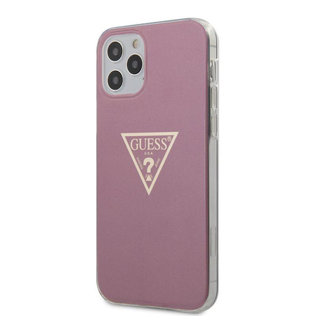 Guess Metallic Triange - pouzdro pro iPhone 12 / iPhone 12 Pro (růžové)