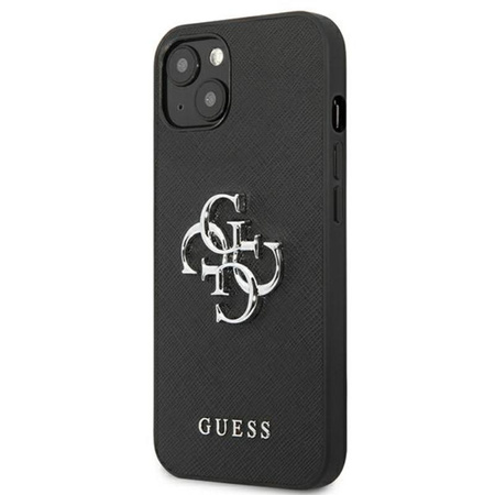 Guess Saffiano 4G Big Silver Logo - iPhone 13 Tasche (schwarz)