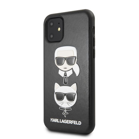 Karl Lagerfeld dombornyomott tok Karl & Choupette - iPhone 11 tok (fekete)