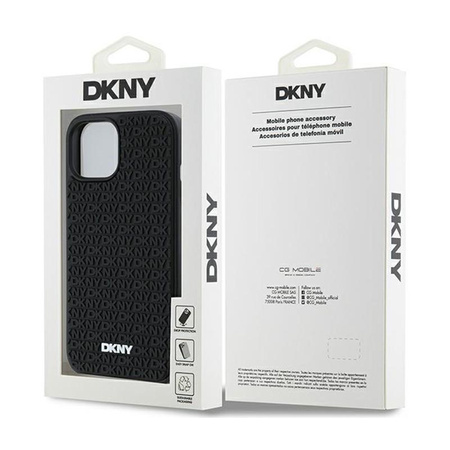 DKNY 3D Rubber Repeat Pattern - Case for iPhone 15 Plus (Black)